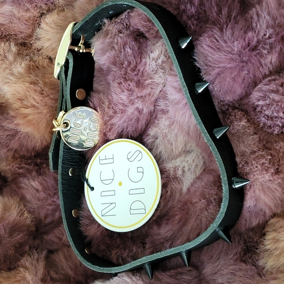 Smooth spike leather dog collar - Size L - Picture 2 of 6